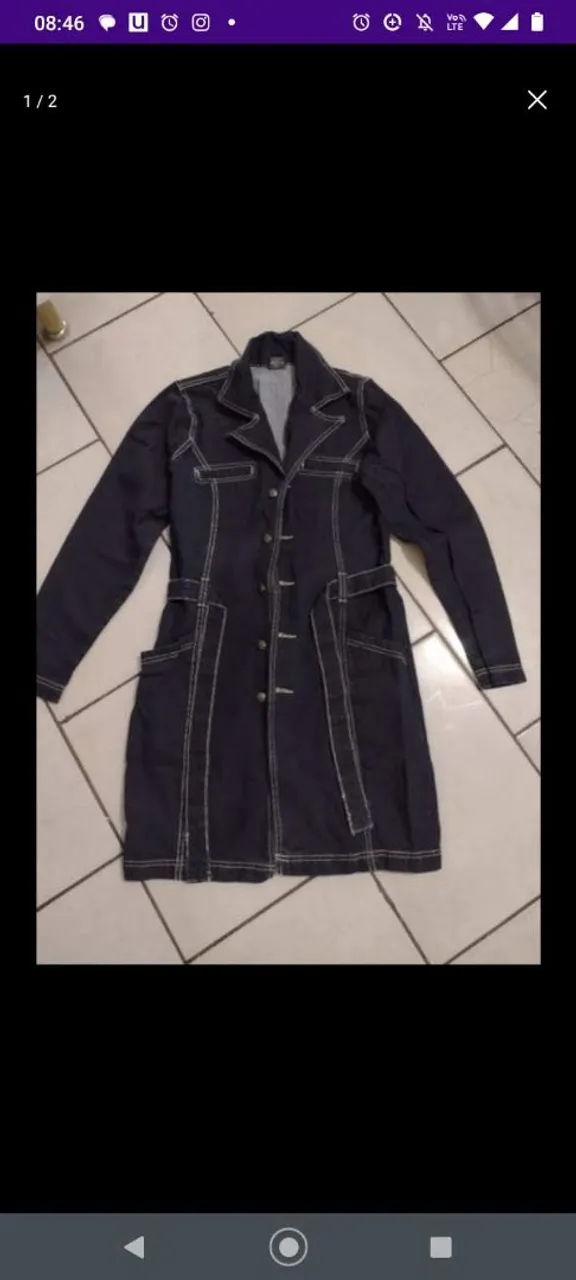 Casaco/Jaqueta Jeans com detalhes em costura
