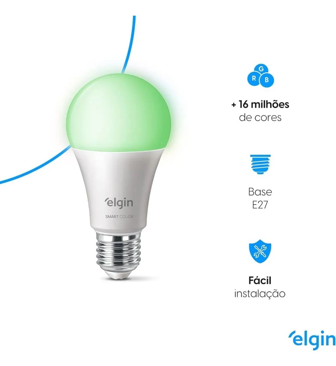 Lâmpada LED Inteligente Elgin Smart - Wi-Fi - RGB - 10W - Foto 3