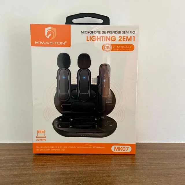 Microfone de Lapela H'maston Mk07 Lightning Duplo Lapela Sem Fio - Foto 5