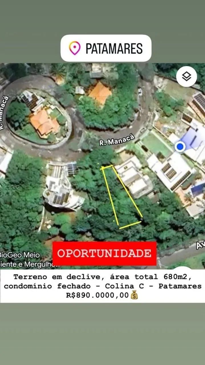 PATAMARES, Colina C: Terreno em Declive à Venda, 680m², Nascente Total, Vista Mar, Condomí - Foto 3