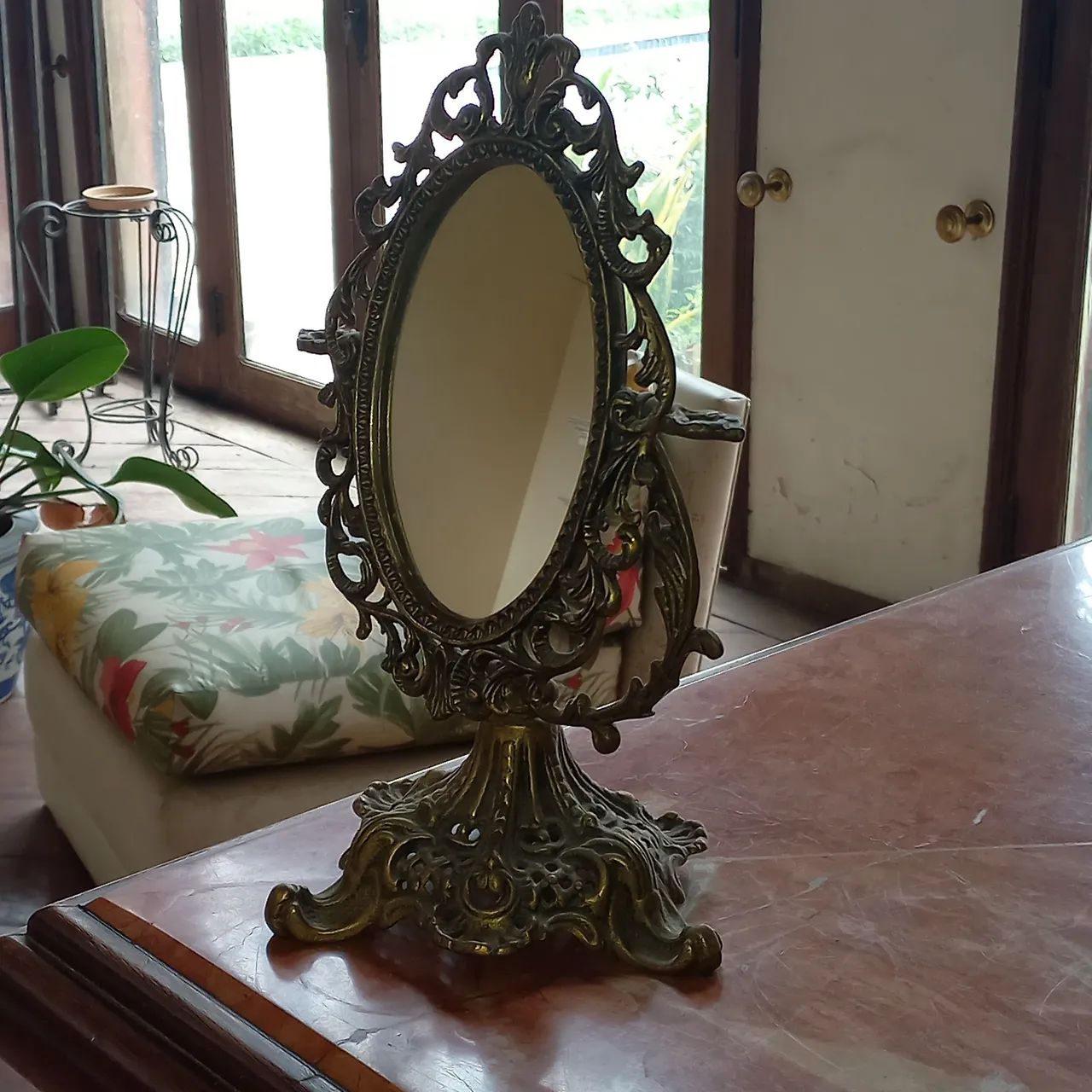 Espelho antigo de bronze  - Foto 3