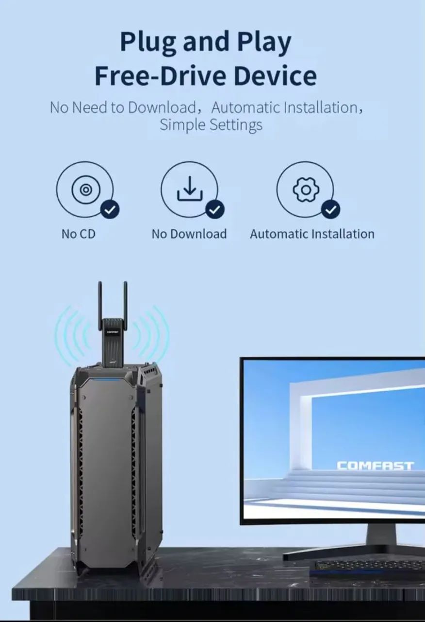 Adaptador Wi-Fi e Bluetooth 5.3  900Mbps Comfast WiFi 6 - Foto 2