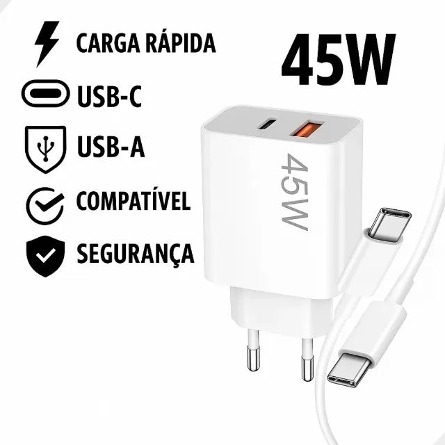 Carregador Celular Turbo 45w 2 Entradas A+c Cabo 1,5m Tipo-c Lehmox - Loja Coimbra Entrega - Foto 4