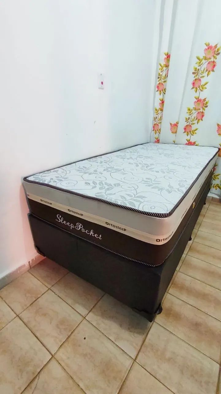 Cama solteiro box e colchão molas ensacadas 