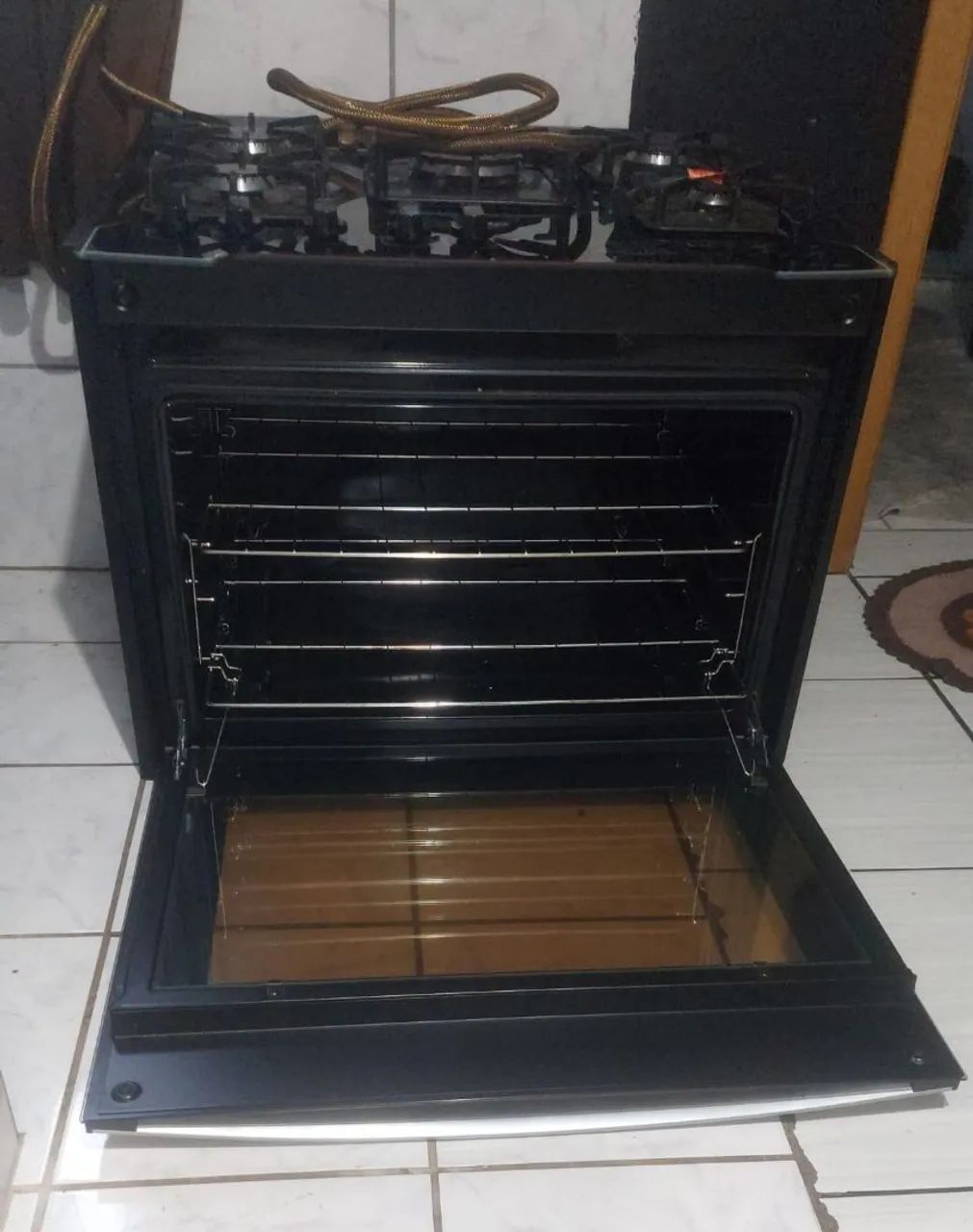 Fogão de embutir 5 a gás bocas preto de vidro dako diplomata bivolt 110/220V - Foto 5