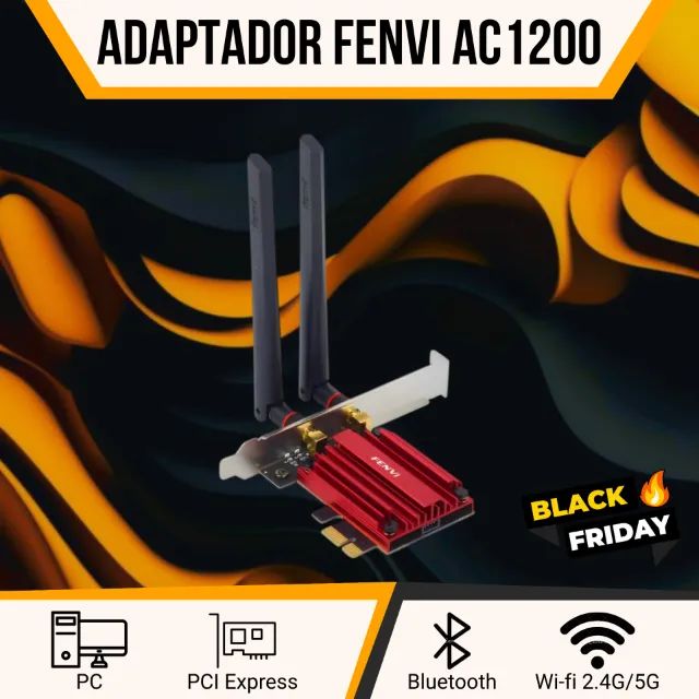 Adaptador Wifi/Bluetooth Fenvi AC1200 Compatível com PCI-Express Slot x1/x4/x8/x16