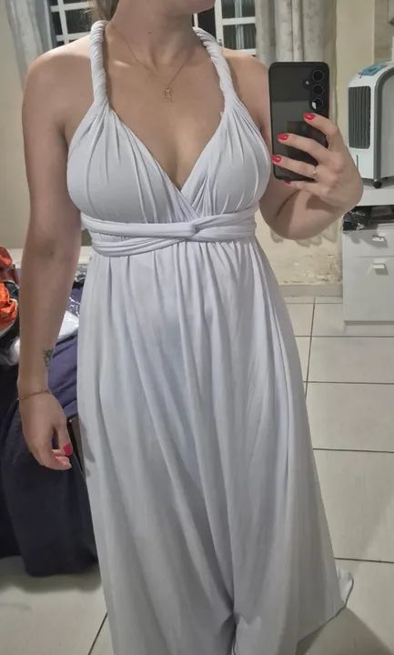 Vestido versátil branco + tiara prata com zircônia - Foto 5