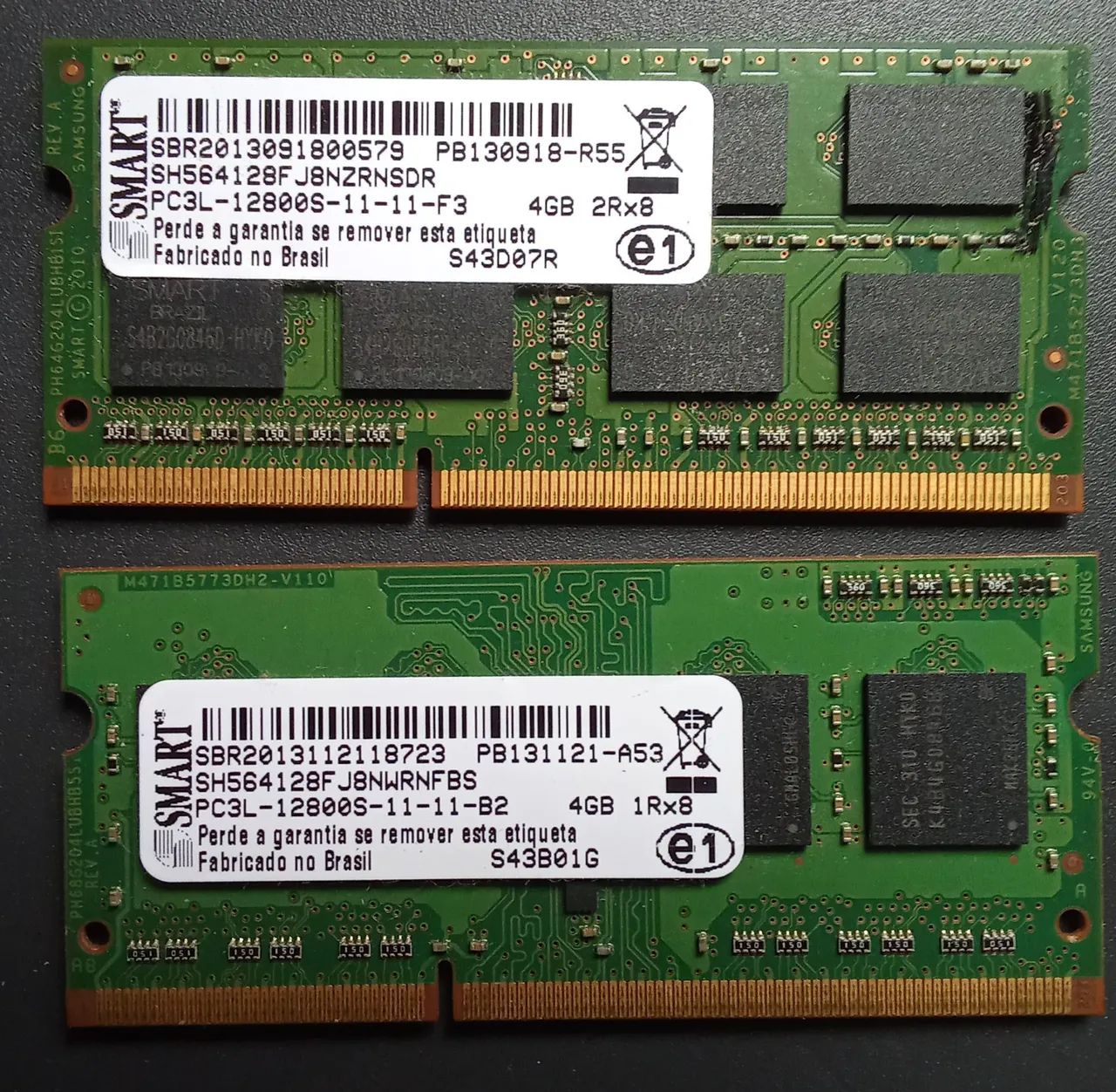 2 Memória RAM 4GB DDR3 PC3L-12800S 1Rx8 
