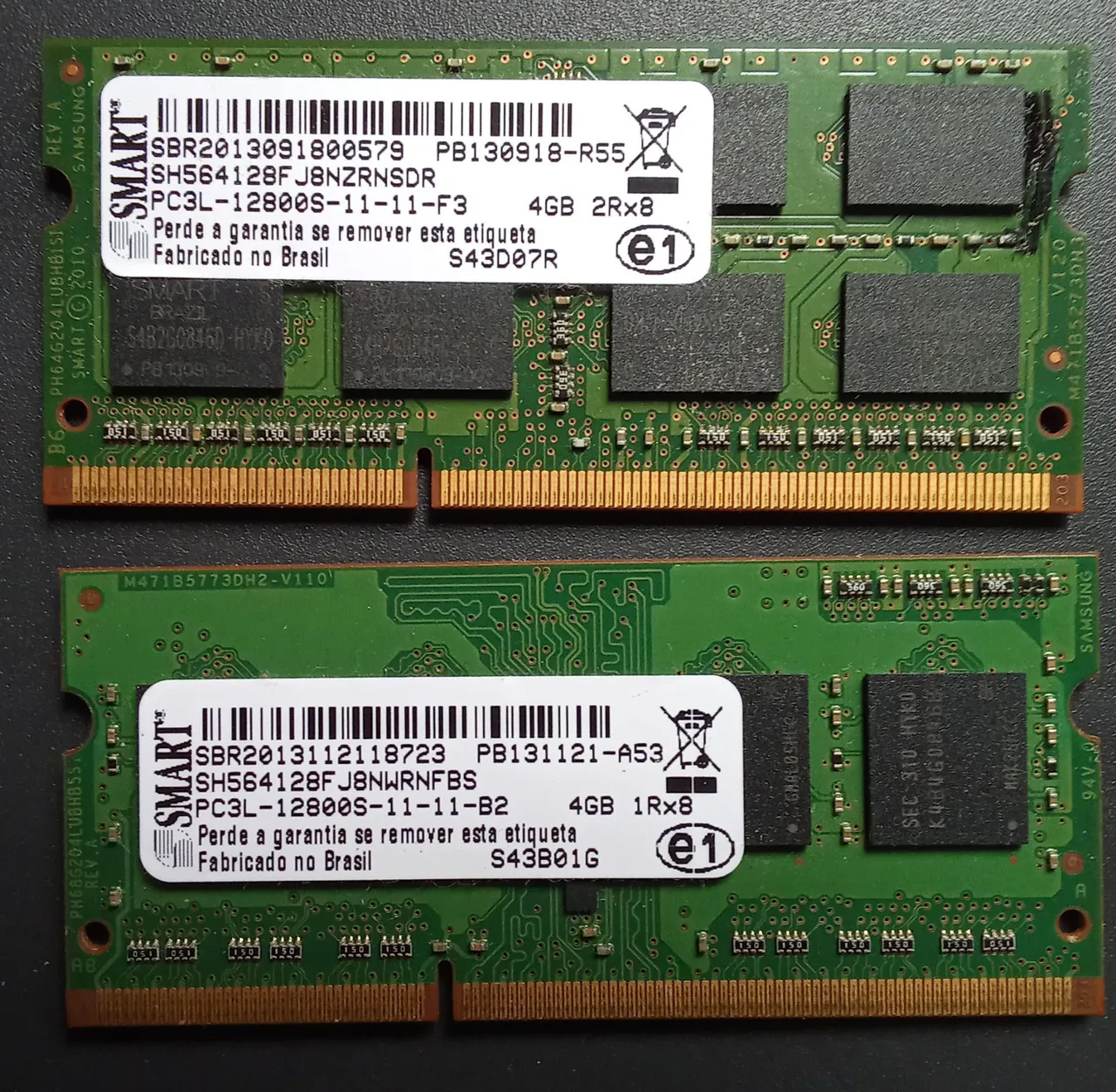 2 Memória RAM 4GB DDR3 PC3L-12800S 1Rx8