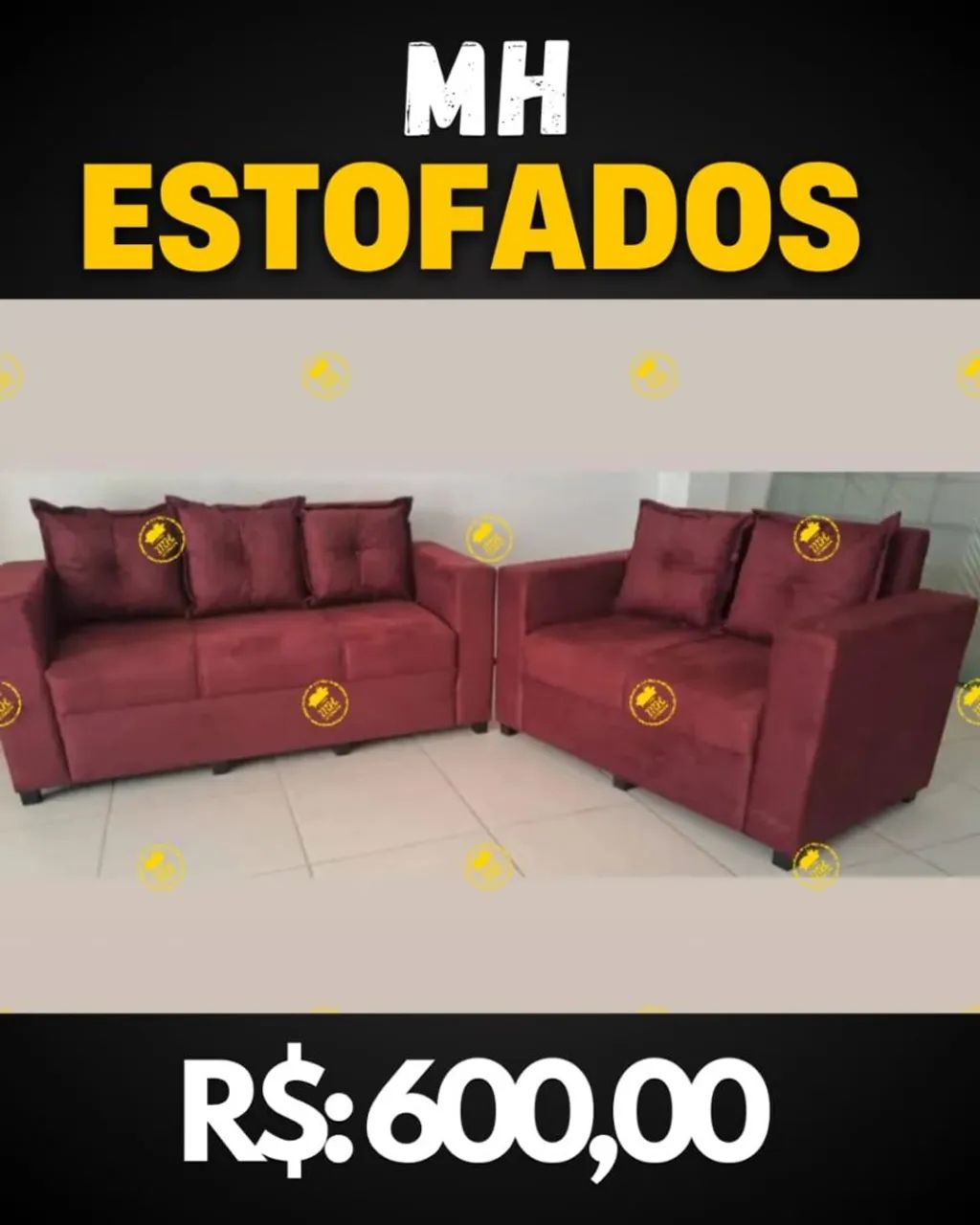 Conjunto de Sofá 3 e 2 Lugares Marrom65171907356163125