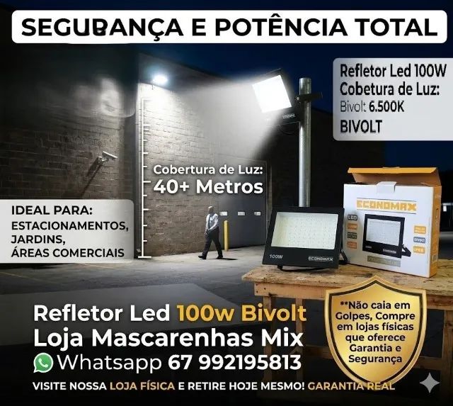 Refletor Led 100w Bivolt - Economax (Resistente a chuvas). Cod:025