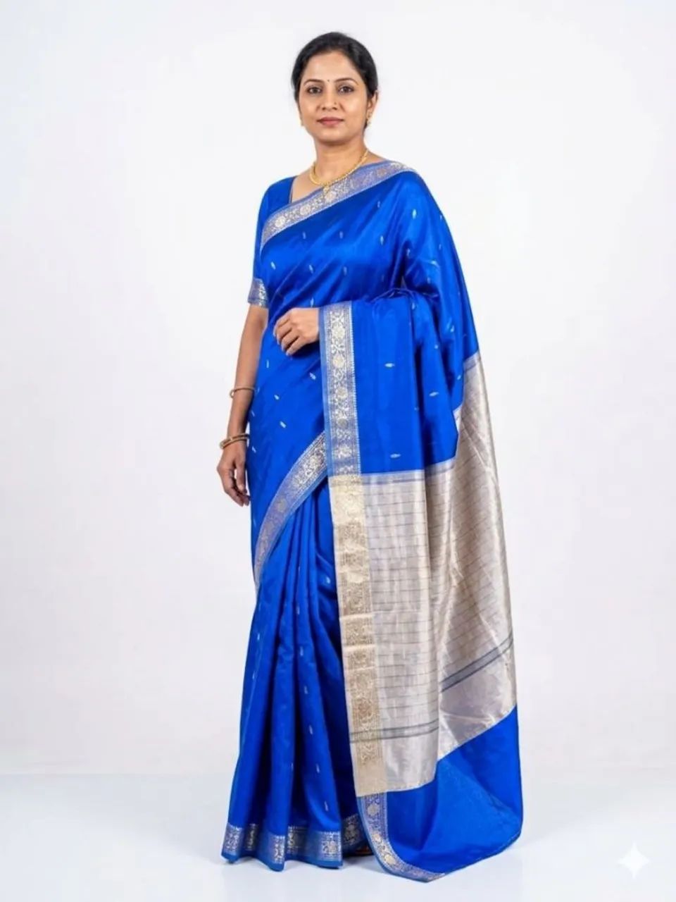 Sari Indiano Original - [azul e dourado] - Ideal para Festas e Casamentos