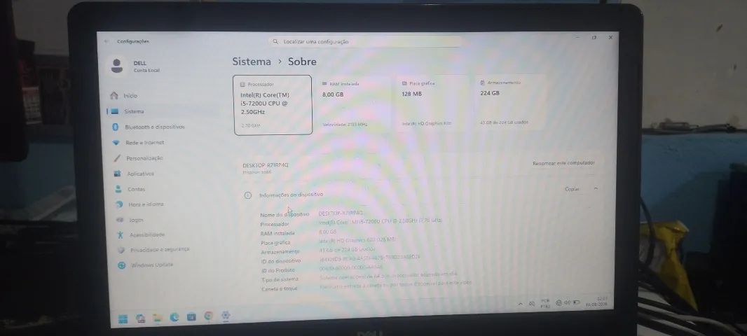Notebook Dell i5 7°G 8gb dr4 ssd240  - Foto 3