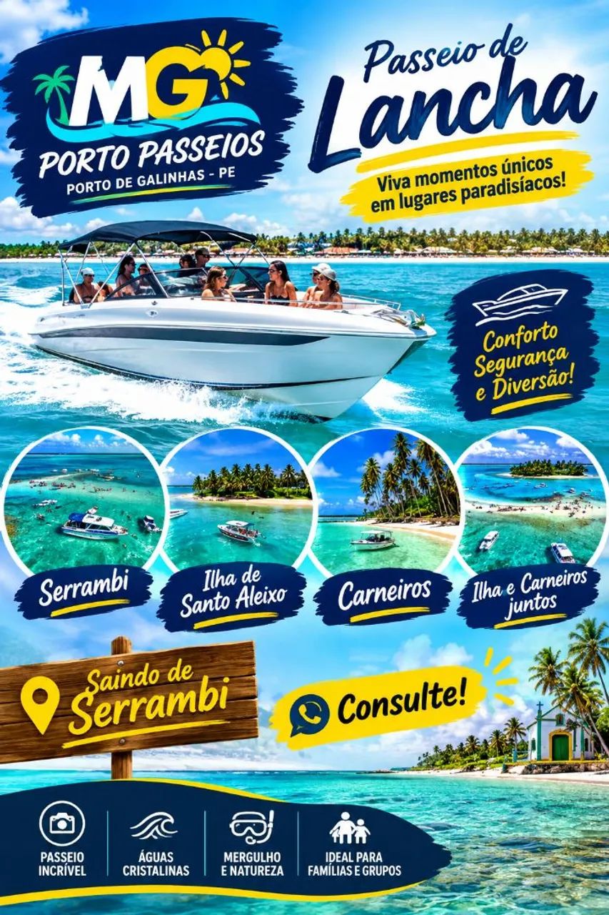 Lancha locação Serrambi PE