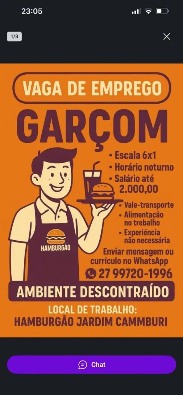 Oportunidade de trabalho!