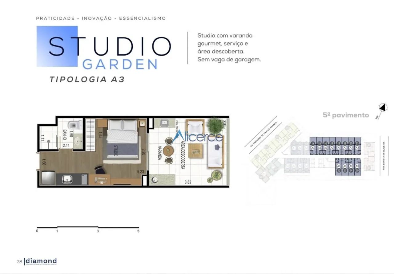 Diamond Infinity: Studio à venda com área externa e de lazer completa no Centro. - Foto 3