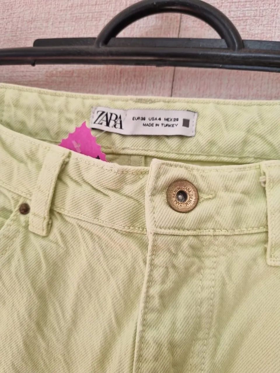 CALÇA DE ALGODÃO VERDE CANDY CINTURA ALTA ZARA - Foto 3