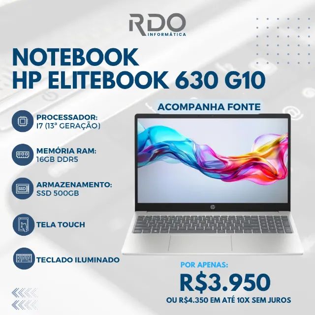 Notebook HP 630 i7 13th RAM SSD 500gb