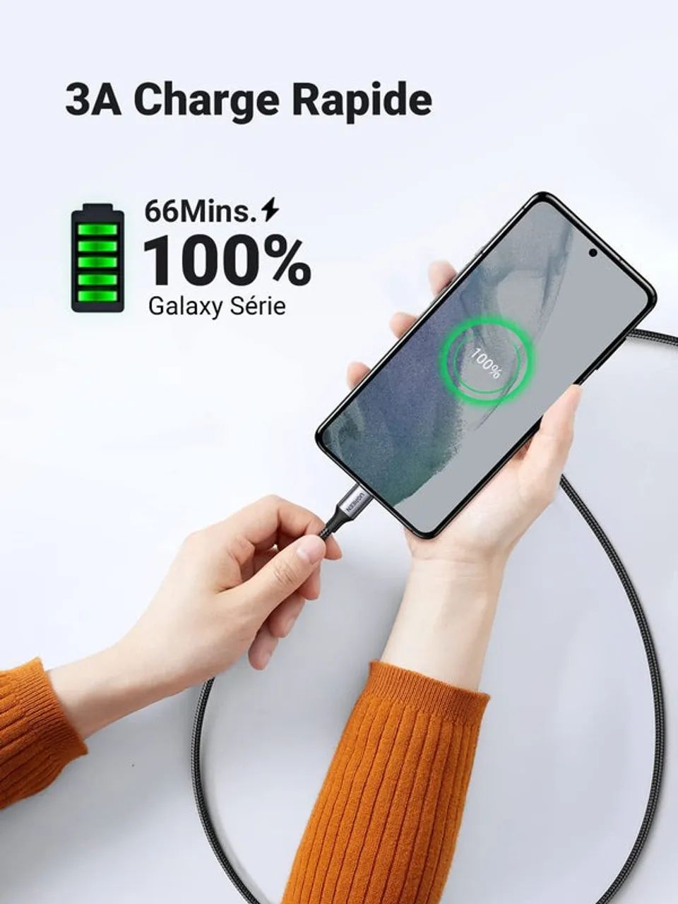 Cabo USB-C para USB-C UGREEN US286 - 1 metro - Foto 4