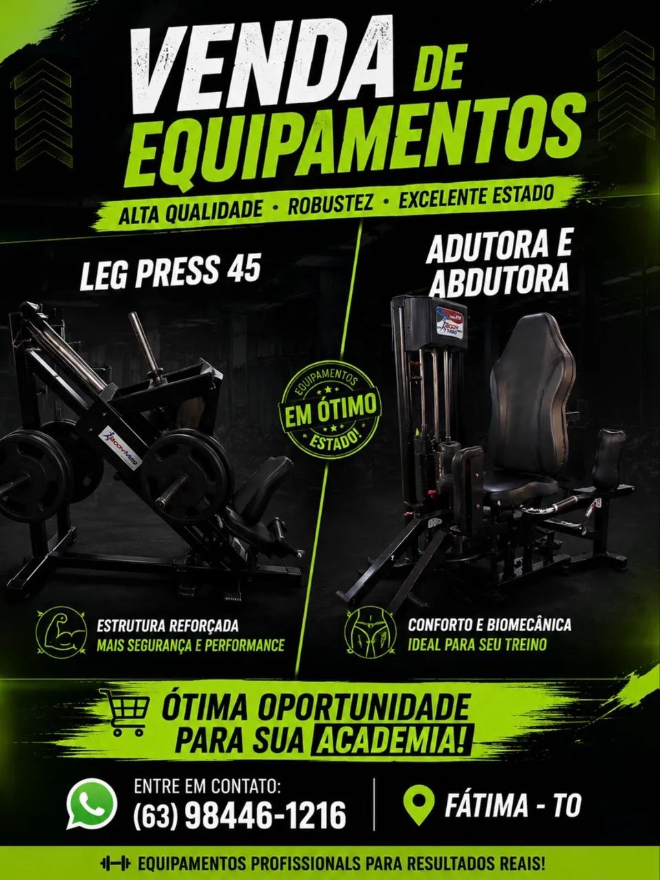 Leg press 45 e cadeira adutora e abdutora a venda.