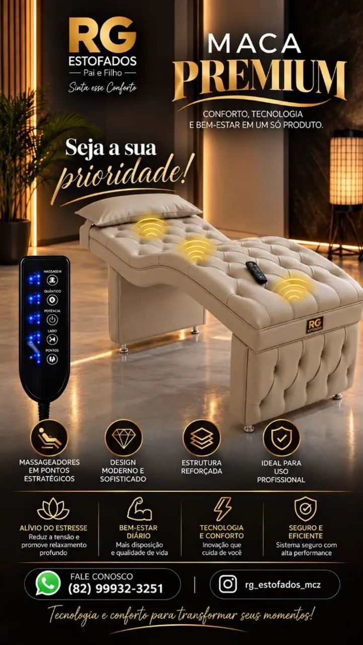 MACA ESTÉTICA PREMIUM COM MASSAGEADORES 