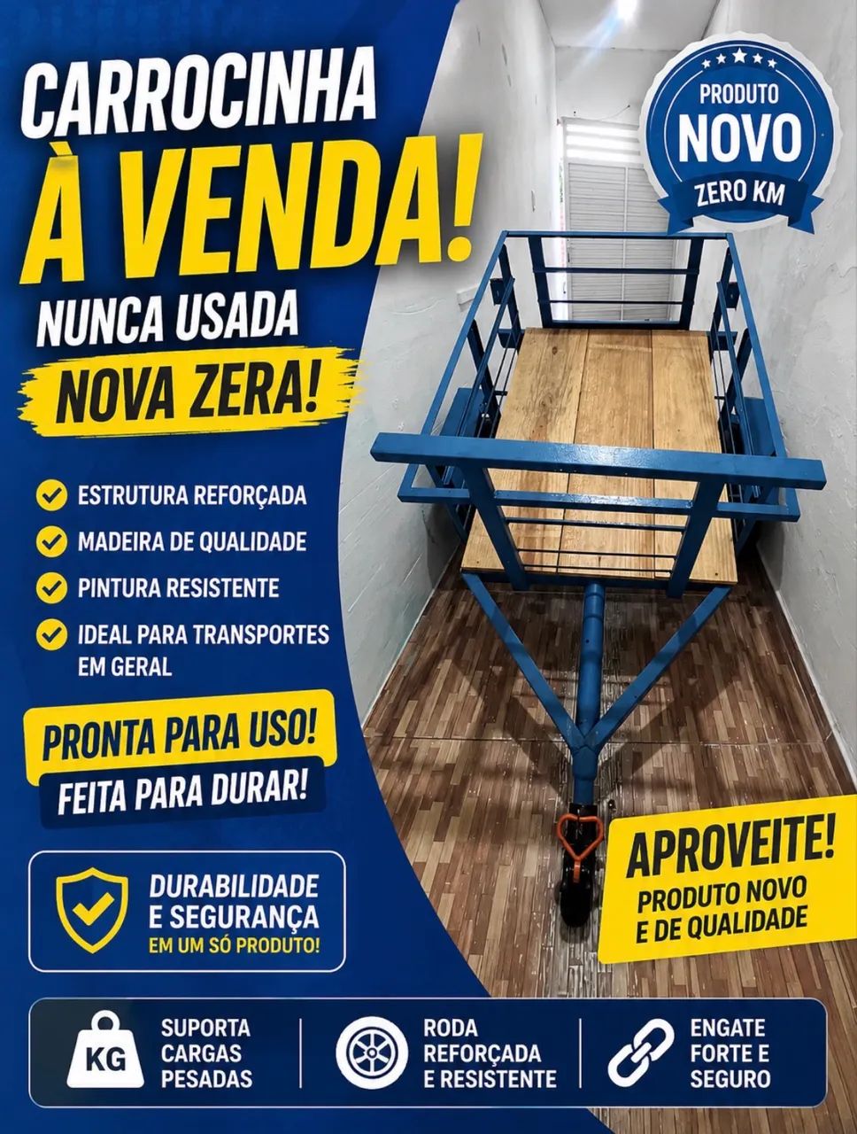 CARROCINHA REBOQUE NOVA - NUNCA USADA! ?