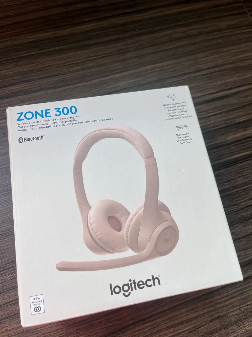 Headset Sem Fio Logitech Zone 300 - Rosa