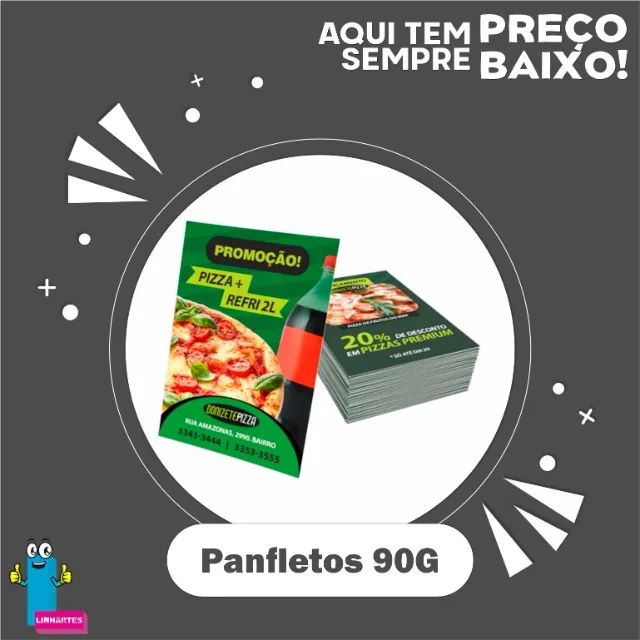 Panfletos 90g: divulgação eficiente, baixo custo e alto alcance para sua marca.
