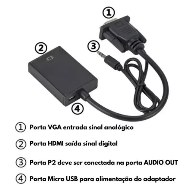 Cabo Conversor VGA para HDMI FY-550 com Áudio Integrado - Foto 4