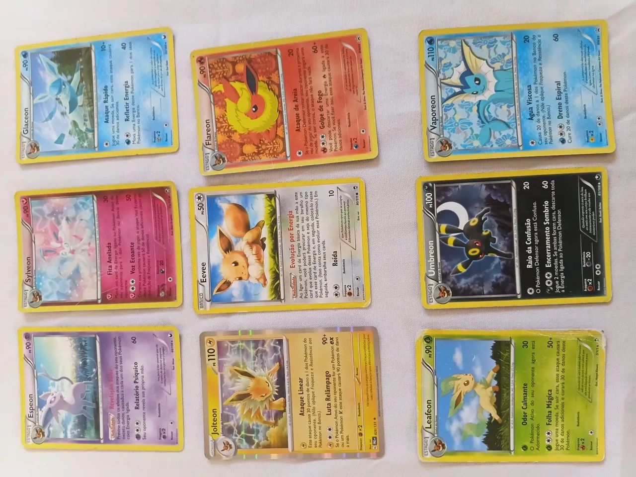 Cartas pokémon evee com as 8 evoluções
