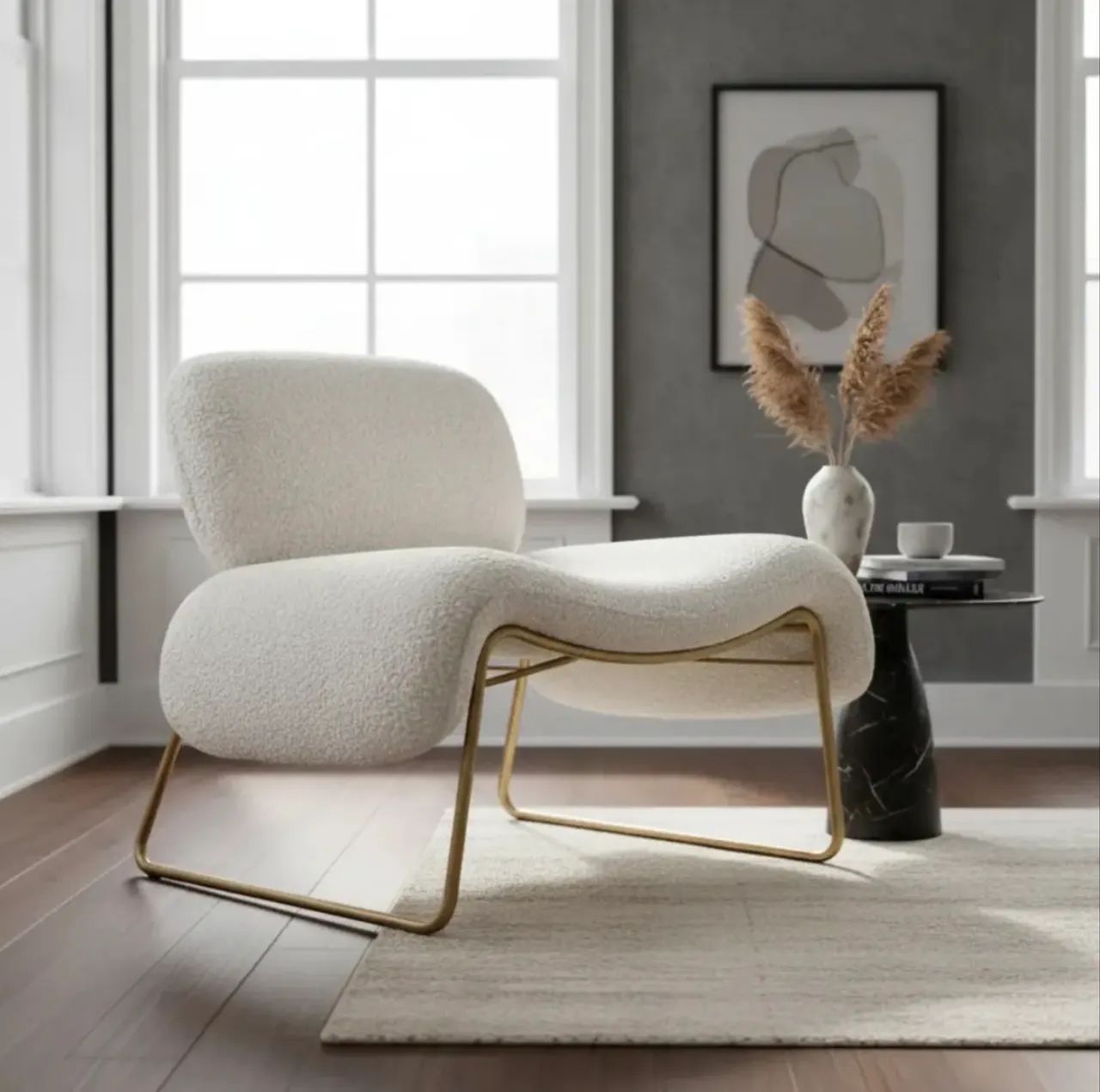 Poltrona decorativa Calm Super Bouclé - Zahav