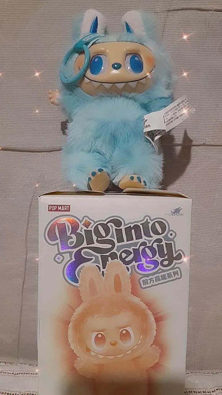 Labubu chaveiro grande de pelúcia azul - Foto 3