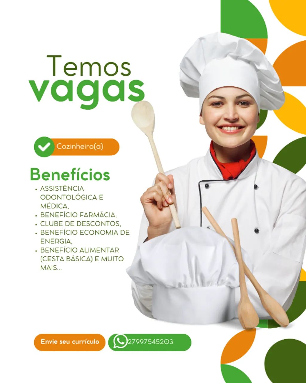 Oportunidade para Cozinheira