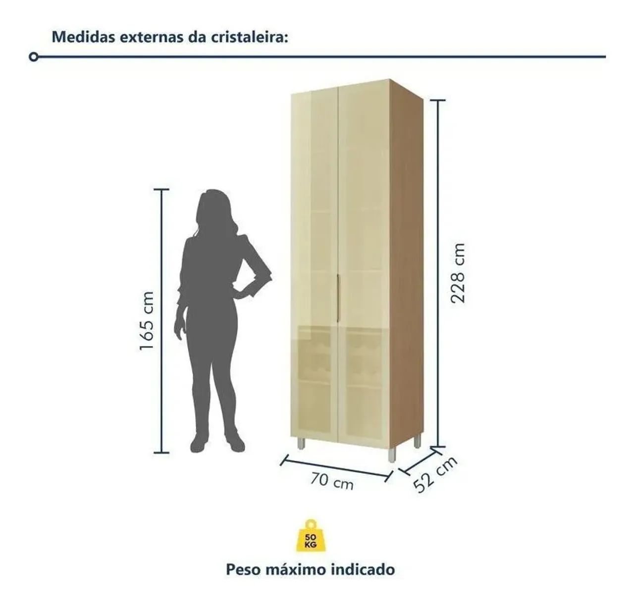 Cristaleira Infinito 2 Portas Vidro Reflecta Bronze MDF Carvalho com Adega Nesher<br> - Foto 6