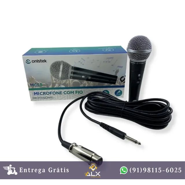 Microfone Com Fio Profissional Mc58 Onistek Cabo de 5m *ENTREGA GRÁTIS*