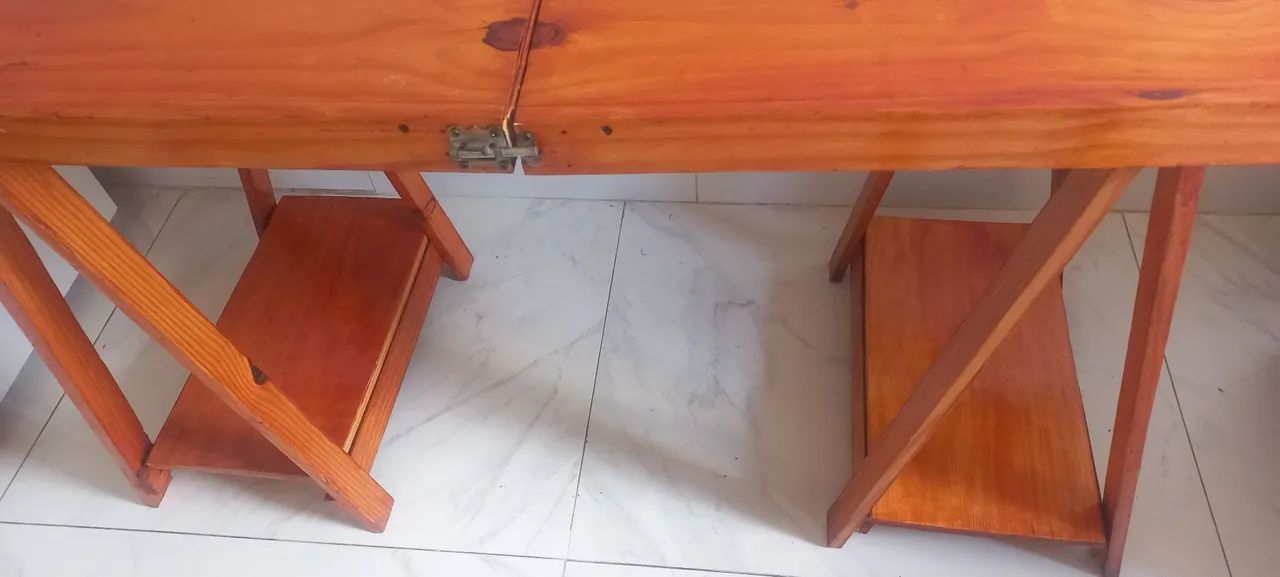 Mesa Madeira Pinus Dobrável 1,60 comp - Foto 3