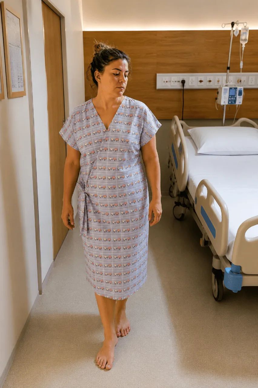 Bata hospitalar paciente transpassada 100% algodão - Foto 3