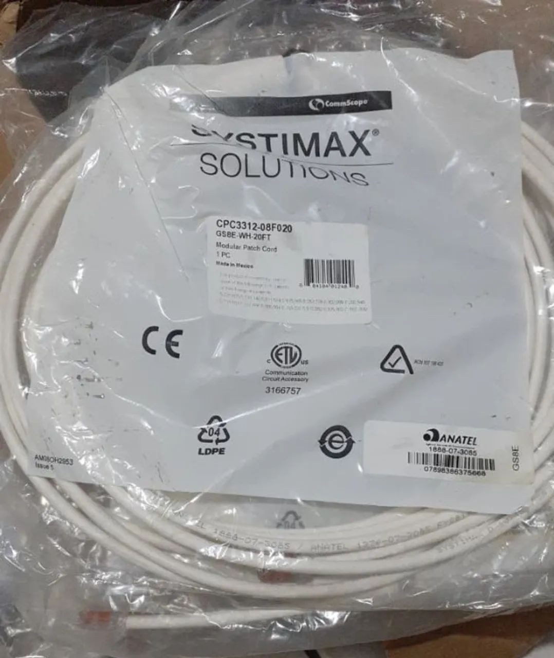 Cabo Lan Commscope GS8E WH 20FT Branco 6m