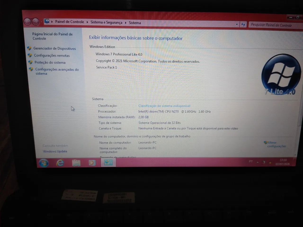 Netbook Hp Mini W7 lite HD SSD de 240 - Foto 2