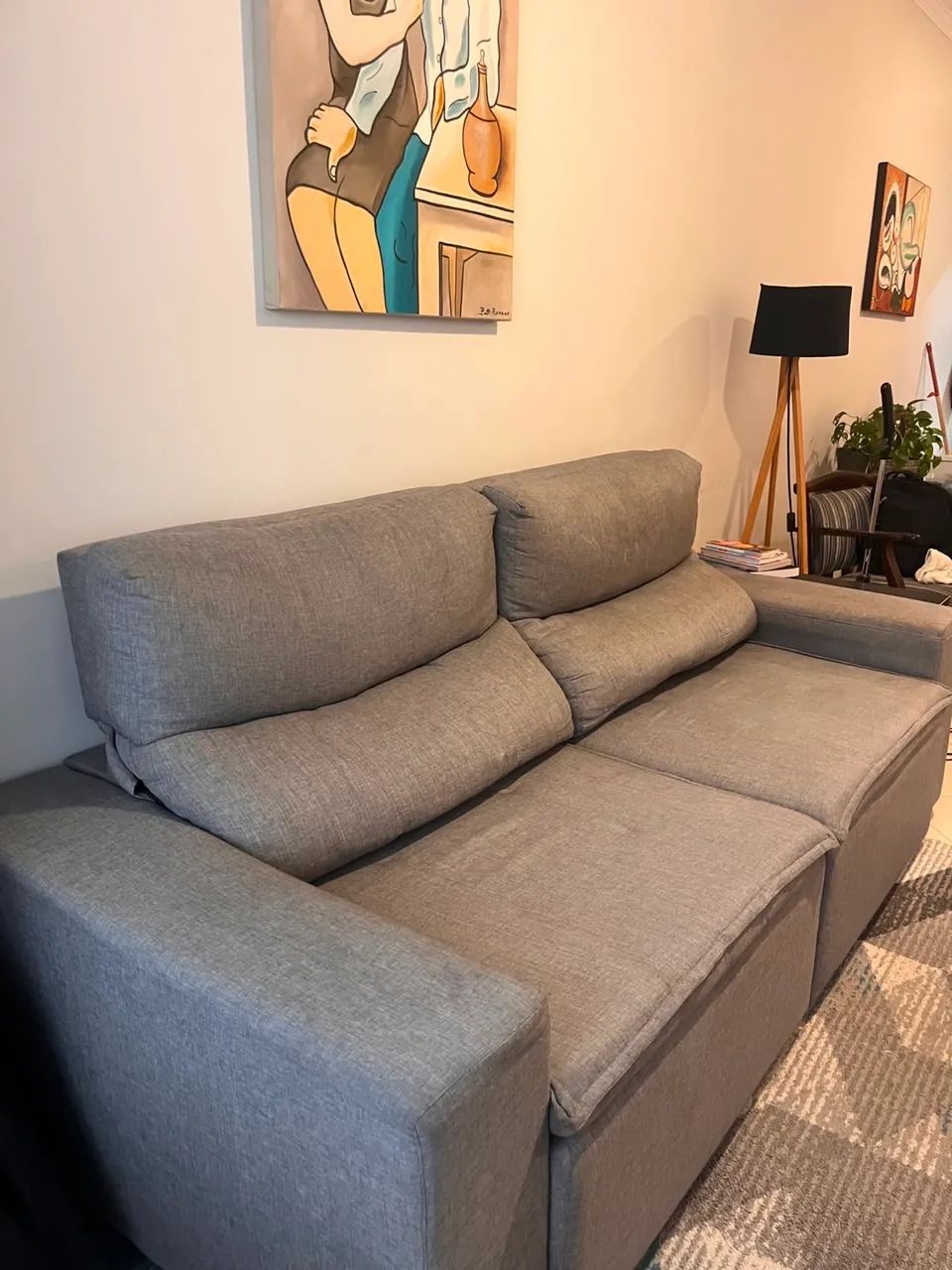 Sofá Retrátil e Reclinável Cinza - R$ 800 (Super Confortável) - Foto 2
