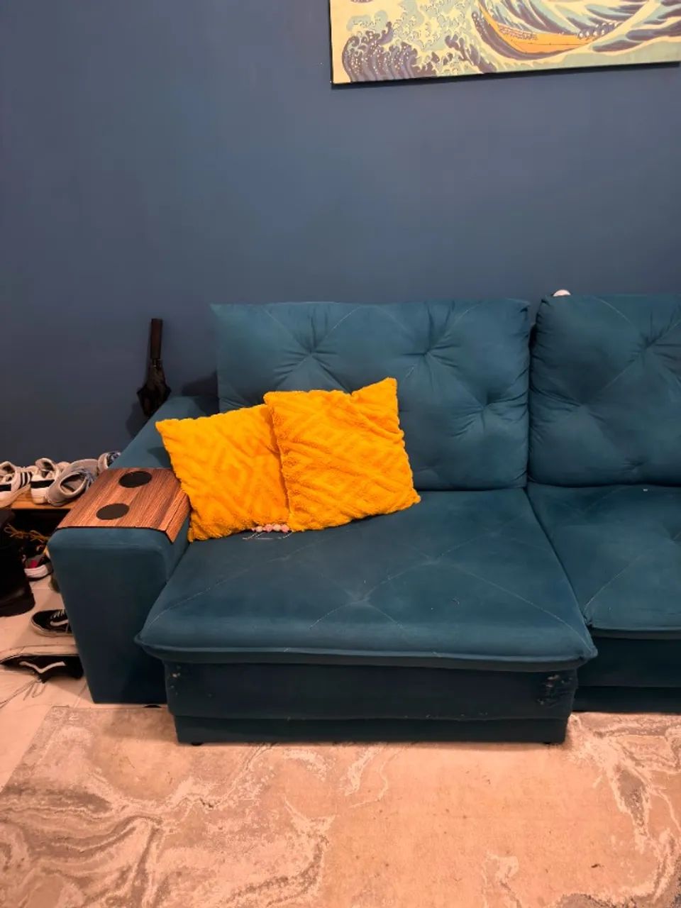Sofá retrátil azul tifany 2,20 de comprimento  - Foto 3