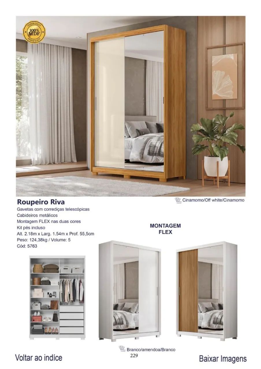 GUARDA ROUPA RIVA 100%MDF 