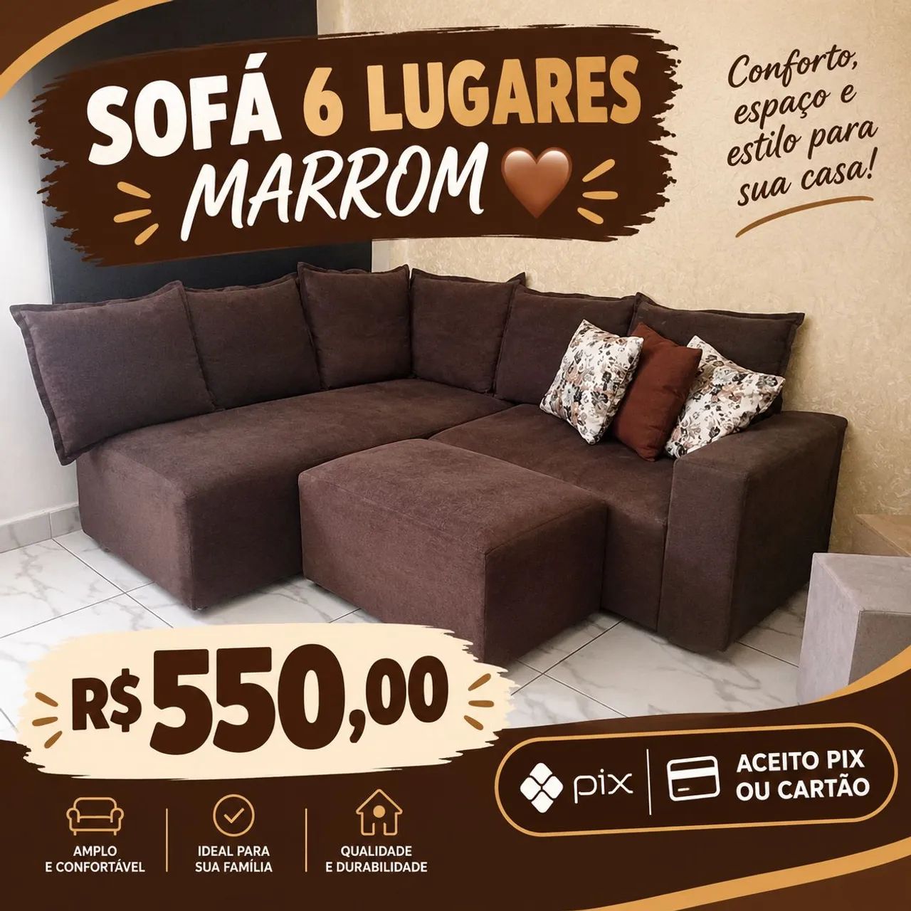 Sofá 6 lugares 