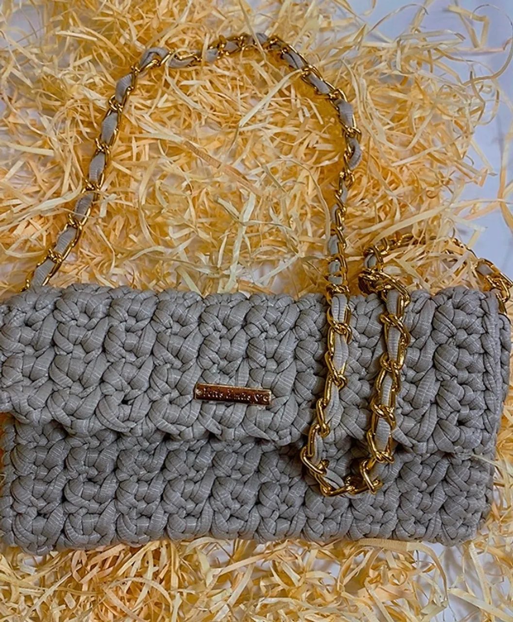 Bolsa de crochê cor bege - Foto 3