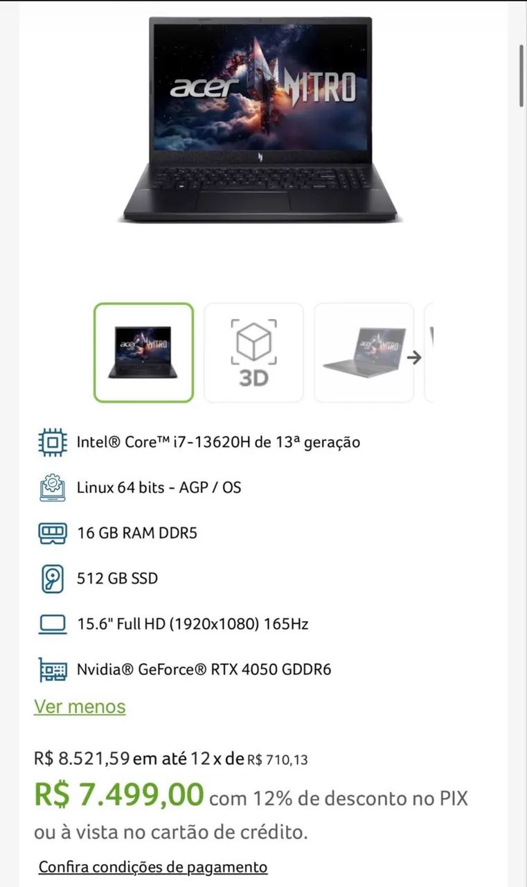 Notebook Gamer Acer Nitro V15 - Foto 5