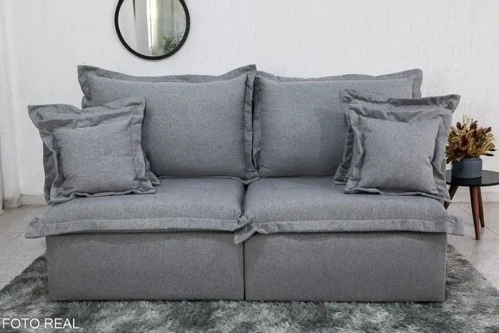 Sofá Cama Retrátil Linho 3 Lugares Grande