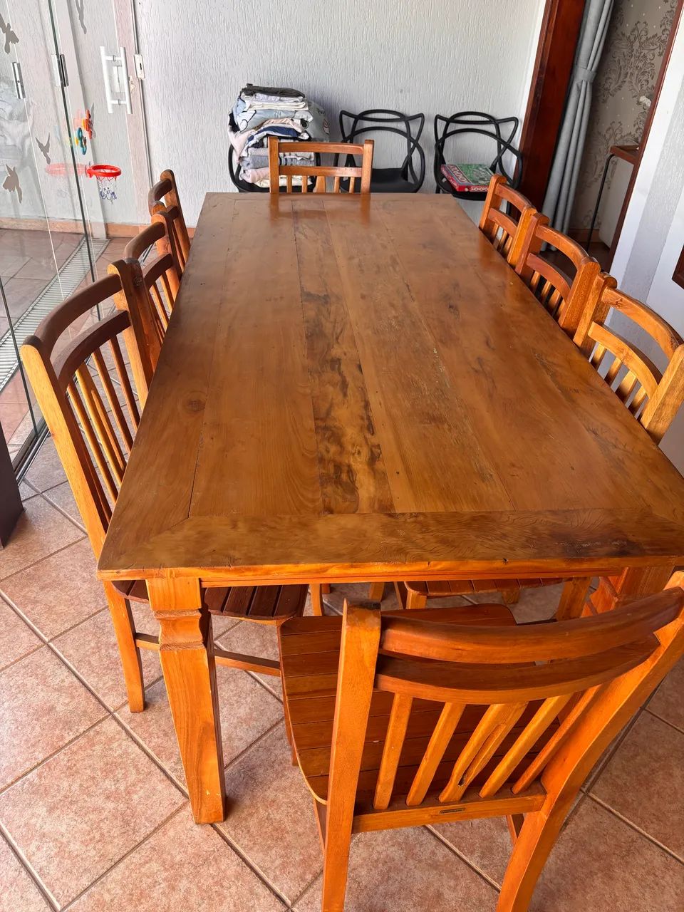 Mesa Madeira de Demolição 2m x 90cm com 8 Cadeiras Leque ? Sudeste Rústico - Foto 3