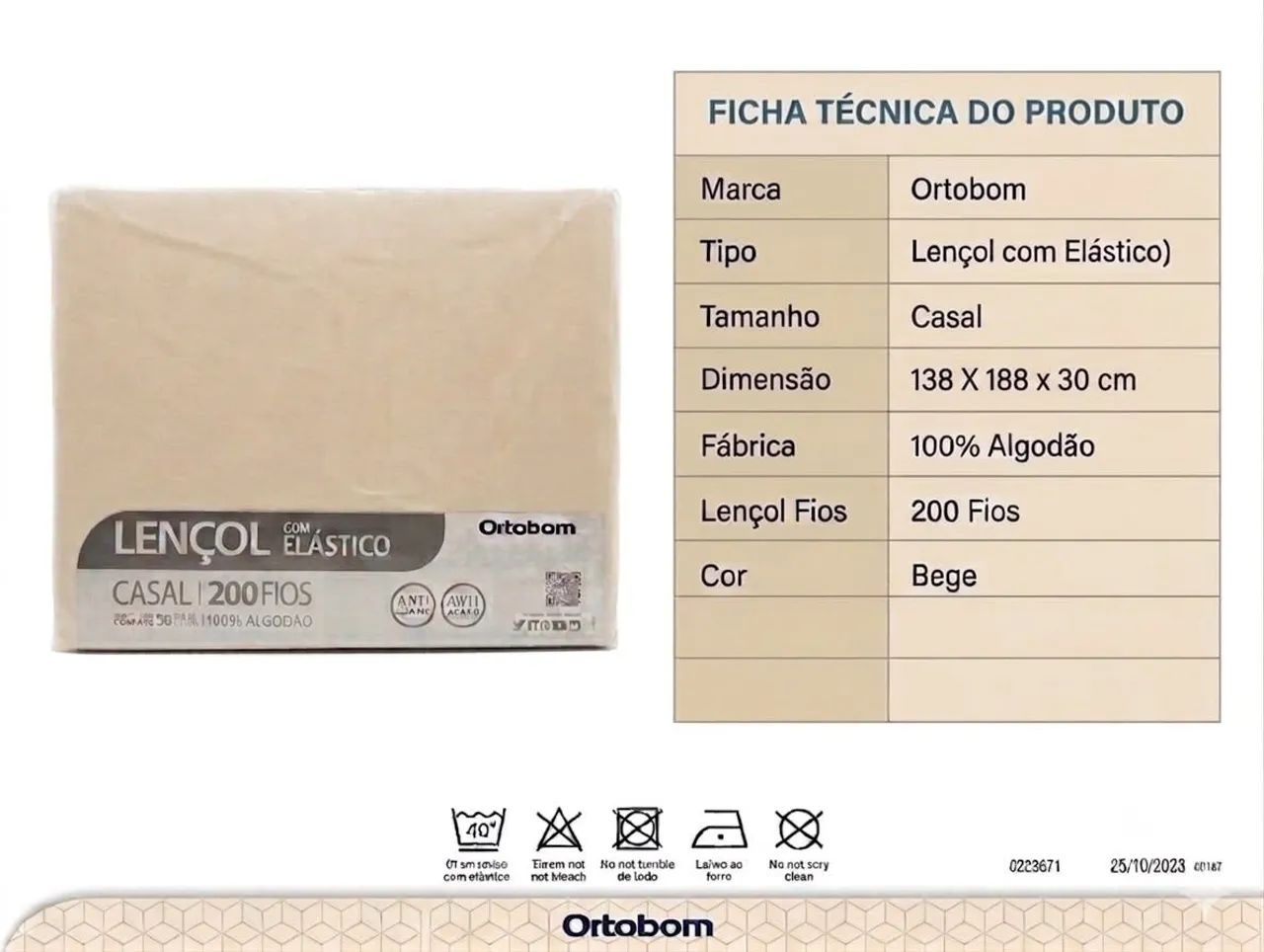 Lençol com elástico casal bege  - Foto 3