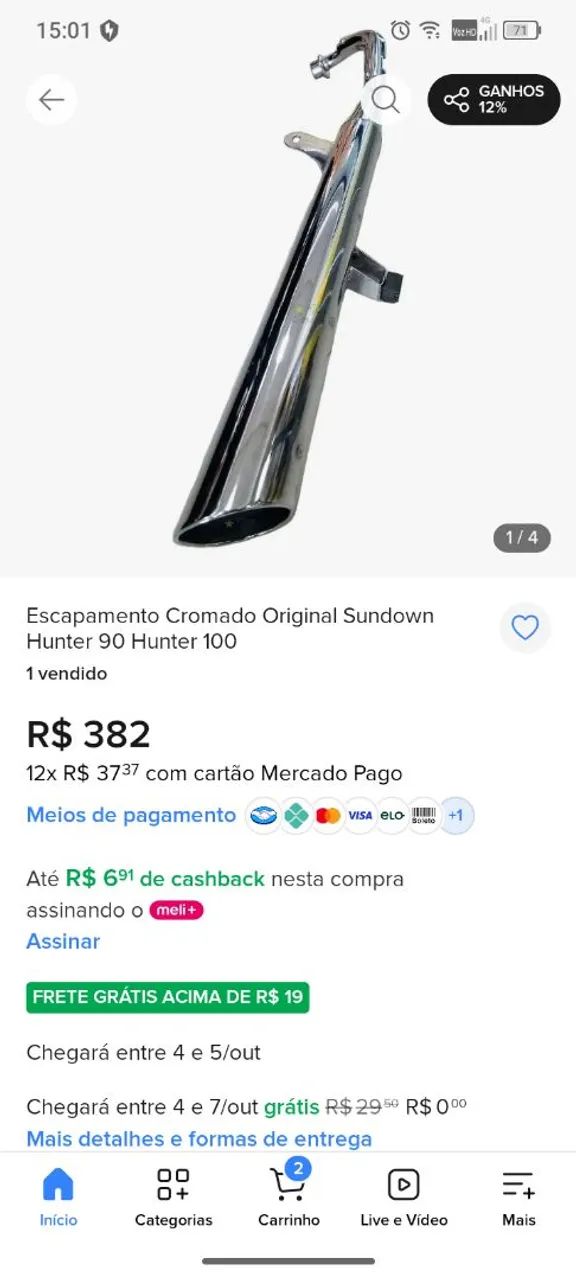 Escapamento da sundw Hunter 2007, novo 250$ - Foto 4