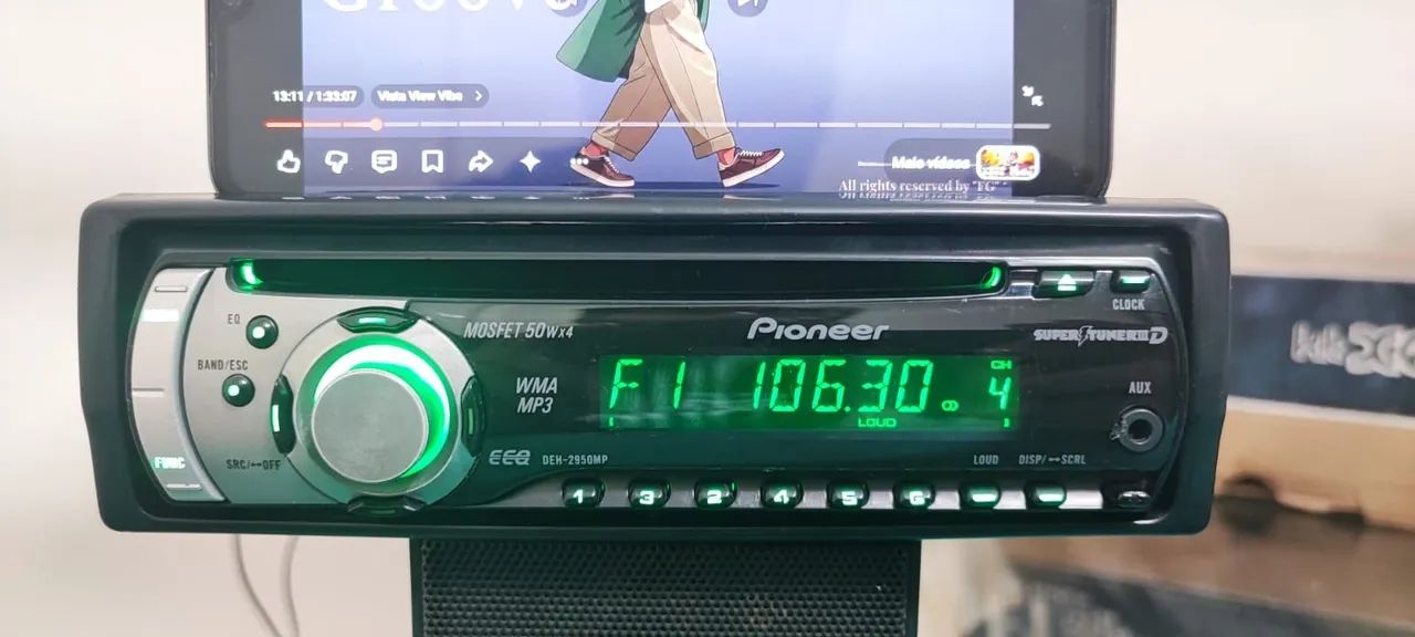 Radio Cd Pioneer Deh-2950MP Com Bluetooth e Led